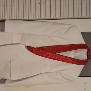 Elegant White Tux with Red Trim